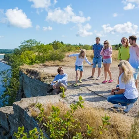 The limestone cliff edge above the water on Estonia's north-west coast